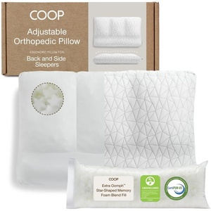image:imageCoop Home Goods Adjustable Orthopedic Pillow Queen Ergonomic Cervical Neck Support Memory Foam Pillows for Side amp Back Sleepers Breathable Washable Cover GREENGUARD amp CertiPURUS CertifiedQueen