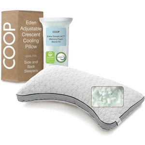 image:imageCoop Home Goods Eden Bed Pillow Queen Size for Sleeping on Back Stomach and Side Sleeper Medium Soft Memory Foam Cooling Gel  CertiPURUSGREENGUARD GoldCrescent