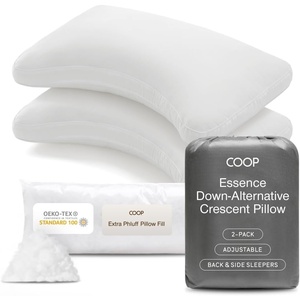 image:imageCoop Home Goods Essence Cooling Down Alternative Pillows Set of 2 Queen Size Adjustable Cooling Pillow for Hot Sleepers CoolTouch Luxury Hotel Pillows for Stomach Back or Side Sleepers 27x17Crescent