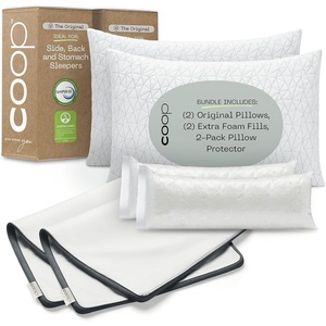 image:imageCoop 2 Original Adjustable Memory Foam Pillows amp 2 Waterproof Pillow Protectors  Queen  Breathable Covers CertiPURUS